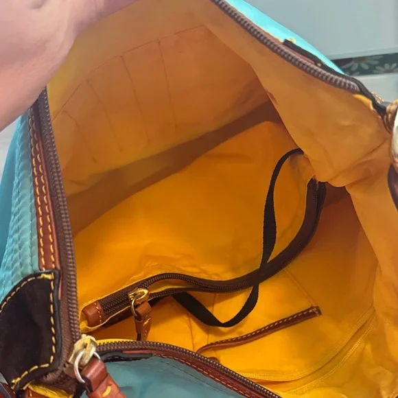 Dooney & Bourke Aqua and Brown Hobo Bag - Picture 5 of 5